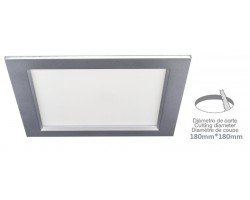 Downlight LED Cuadrado 220x220mm Gris Titanio 25W, Corte 180x180mm. para Techos Lamas